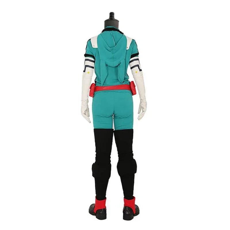 My Hero Academia cosplay costume featuring a green jacket and black pants, perfect for anime fans