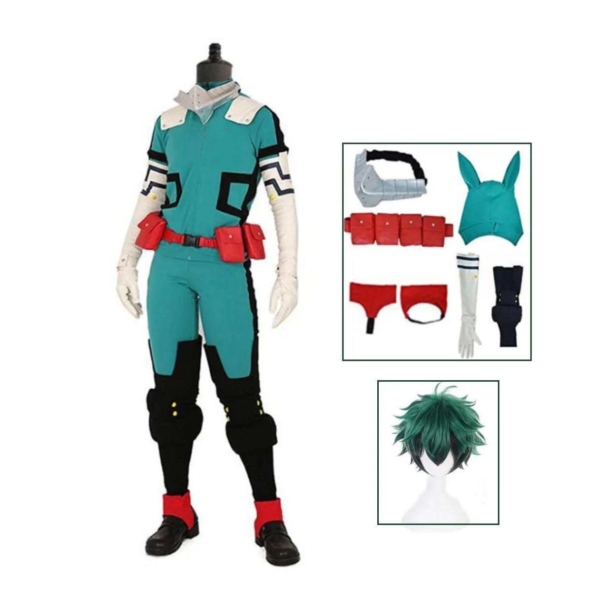 My Hero Academia cosplay costume featuring detailed outfit and accessories including wig and arm guards