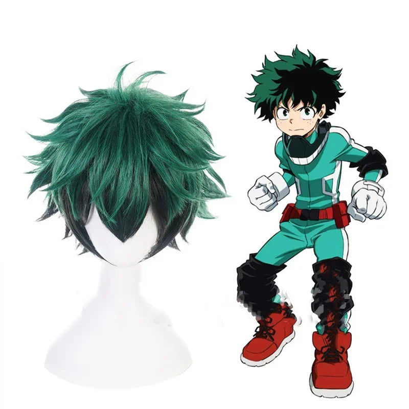 My Hero Academia cosplay costume featuring green spiky wig and character design