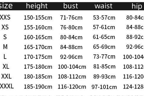 My Hero Academia cosplay costume size chart with measurements for various sizes from XXS to XXXL