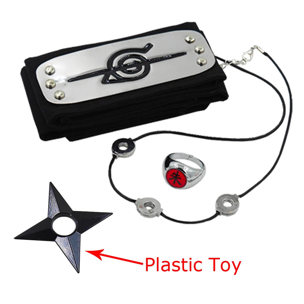 Naruto costume for kids and adults featuring a ninja headband and accessory set with shuriken toy