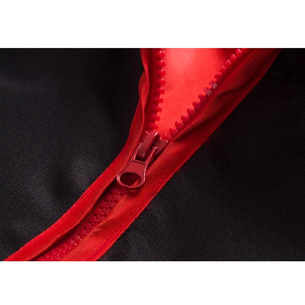 Close-up of the zipper detail on the Naruto costume for kids and adults from Zoomies & Co