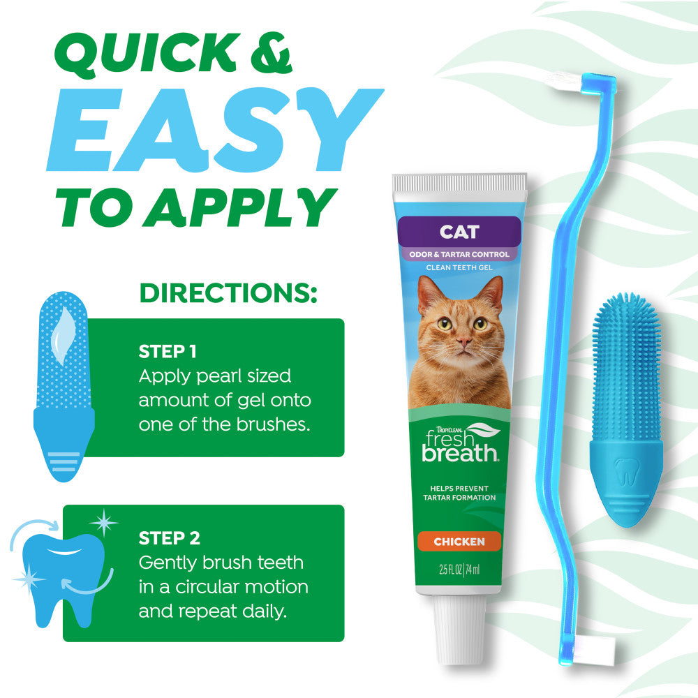TropiClean Fresh Breath Toothbrush & Toothpaste Cat Dental Care Kit, 2.5-fl oz