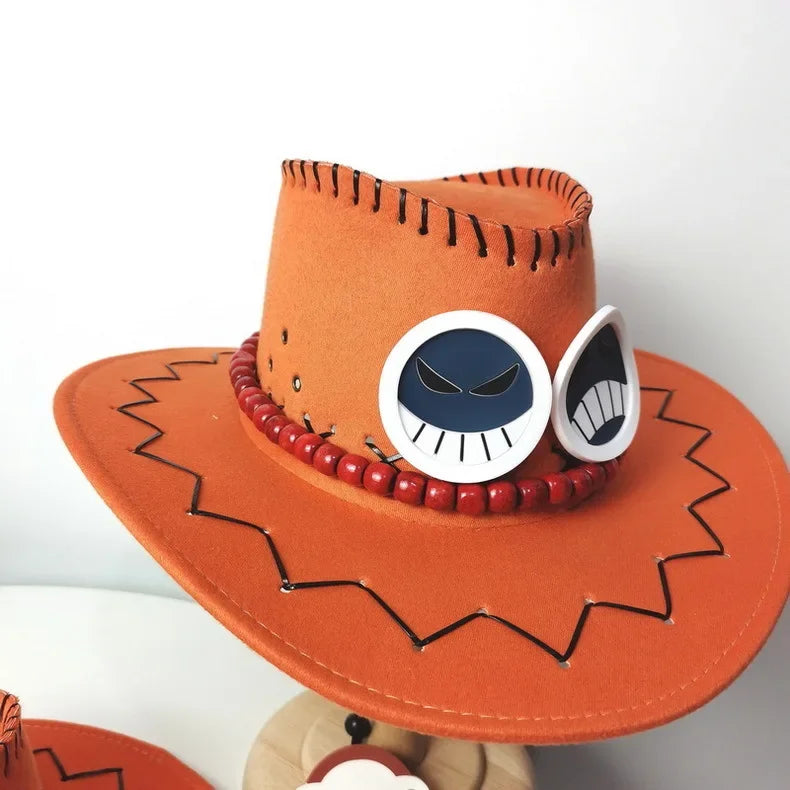 Ace cosplay hat One Piece with detailed stitching and decorative beads