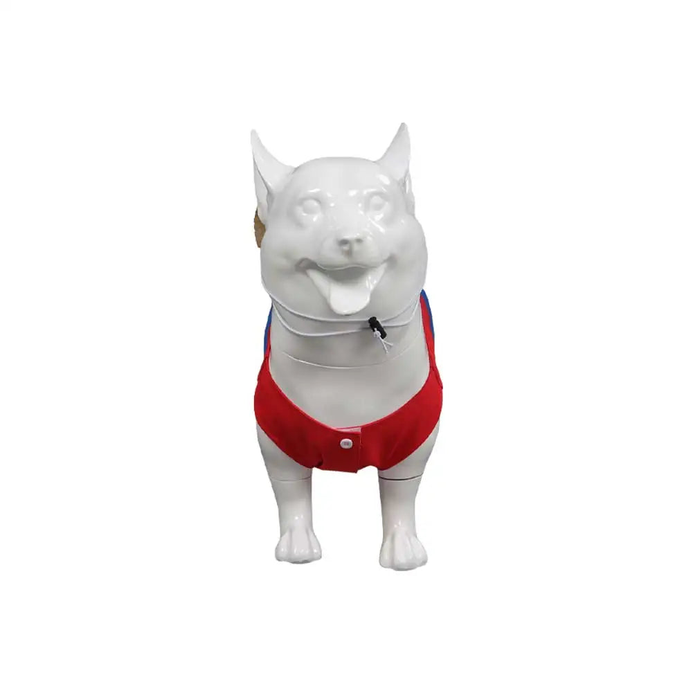 Cute Red and Blue One Piece dog outfit with buttons for small dogs from Zoomies & Co