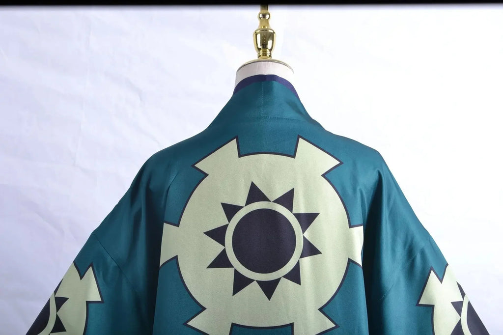One Piece Zoro Halloween costume with vibrant colors and unique patterned design for cosplay events