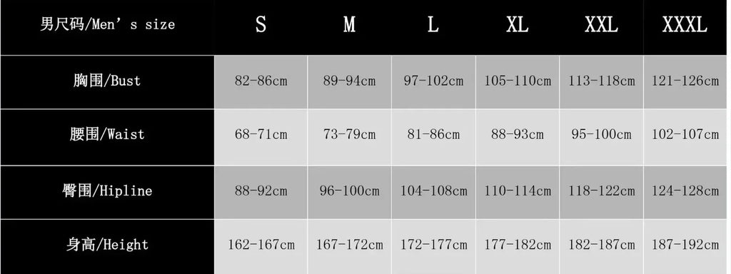 One Piece Zoro Halloween costume size chart for men in S, M, XL, XXL, XXXL options