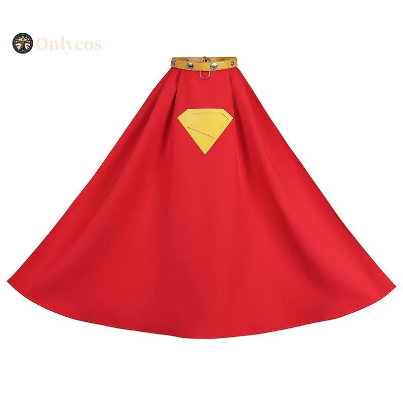 Krypto cosplay dog costume featuring red cape with yellow emblem for superhero pets