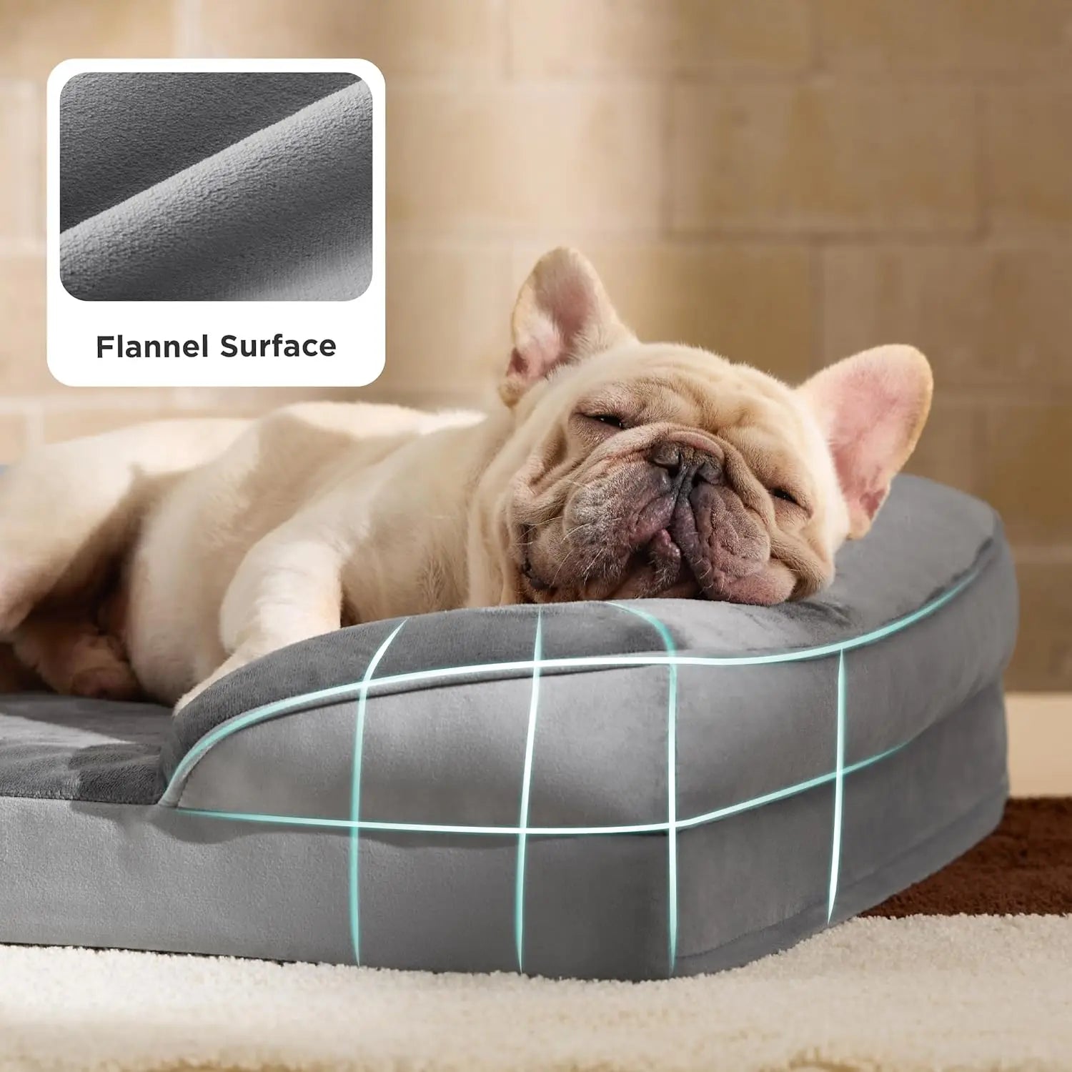 Medium orthopedic dog bed washable with flannel surface for extra comfort and support