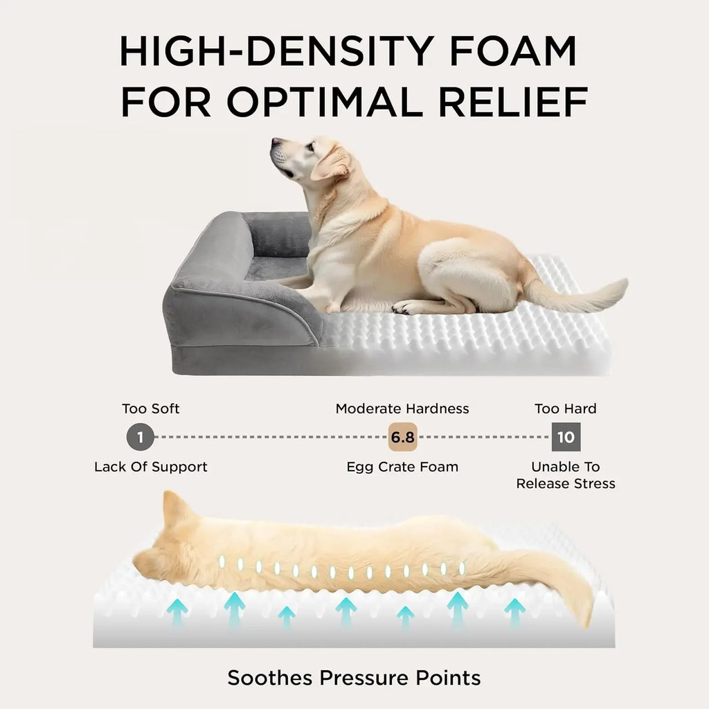Orthopedic dog bed medium washable with high-density foam for optimal relief and pressure point support