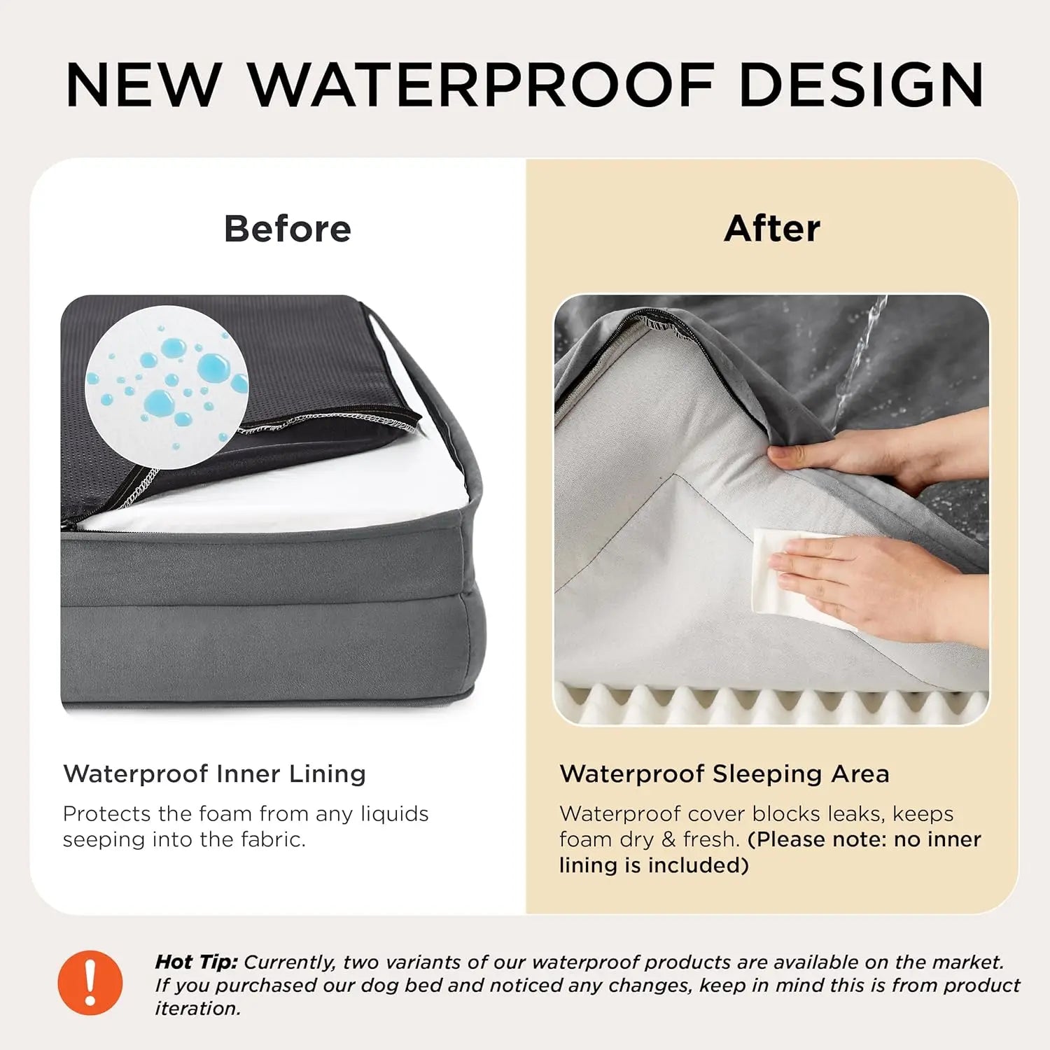 Orthopedic dog bed medium washable with new waterproof design for enhanced protection against liquids