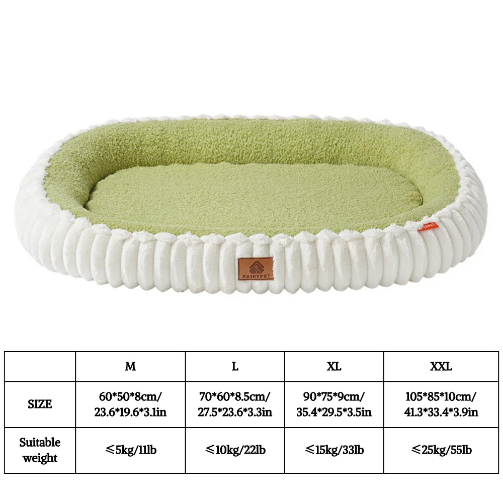 Cozy orthopedic dog bed with bolster in green, designed for comfort and support for pets