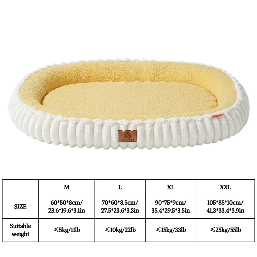 Cozy orthopedic dog bed with bolster in cream color, perfect for small to large dogs