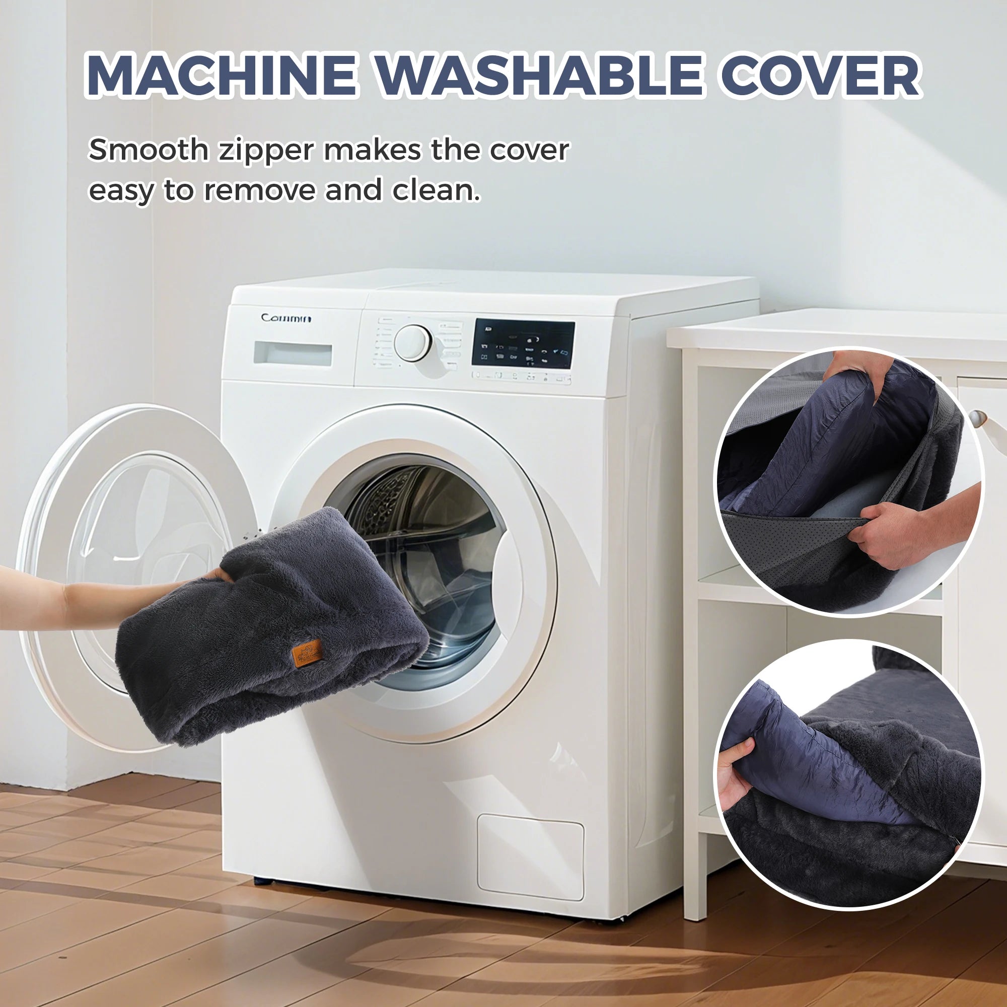 Foldable dog bed with machine washable cover for easy cleaning and maintenance