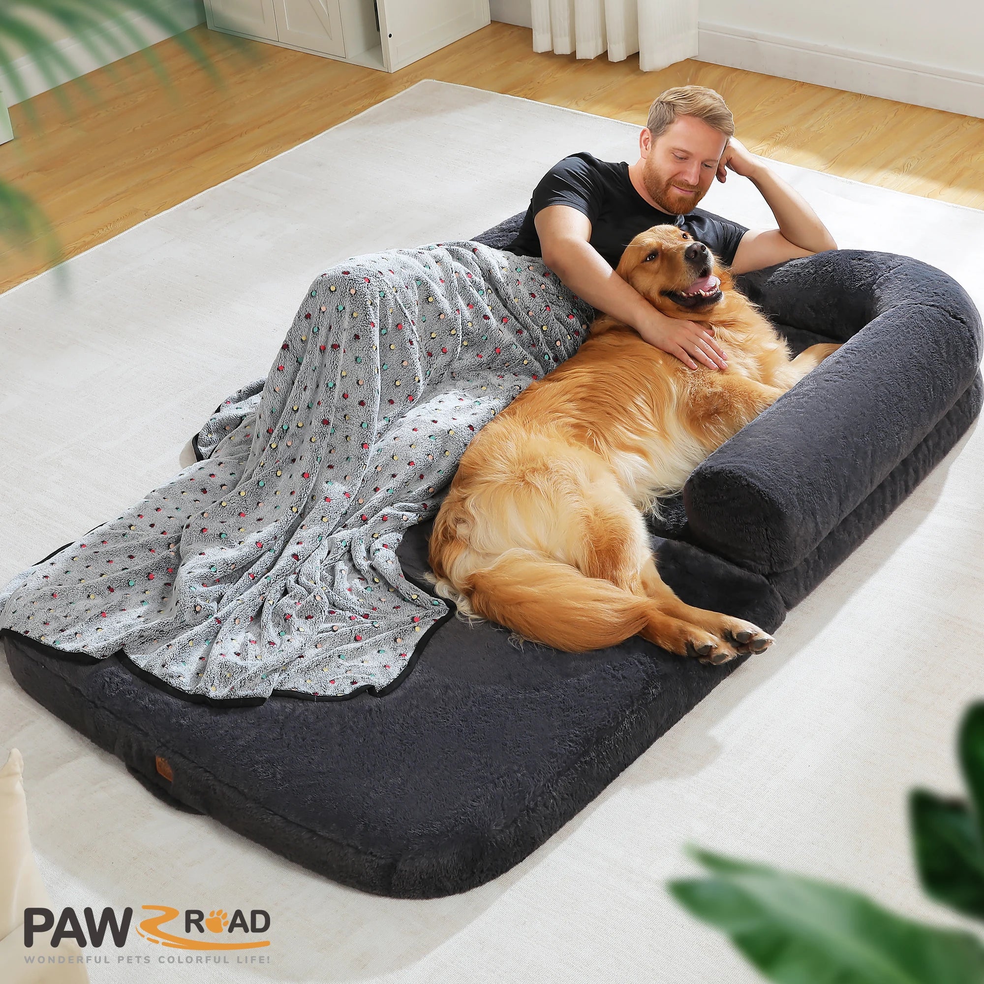 Cozy foldable dog bed for comfortable lounging with your pet at home