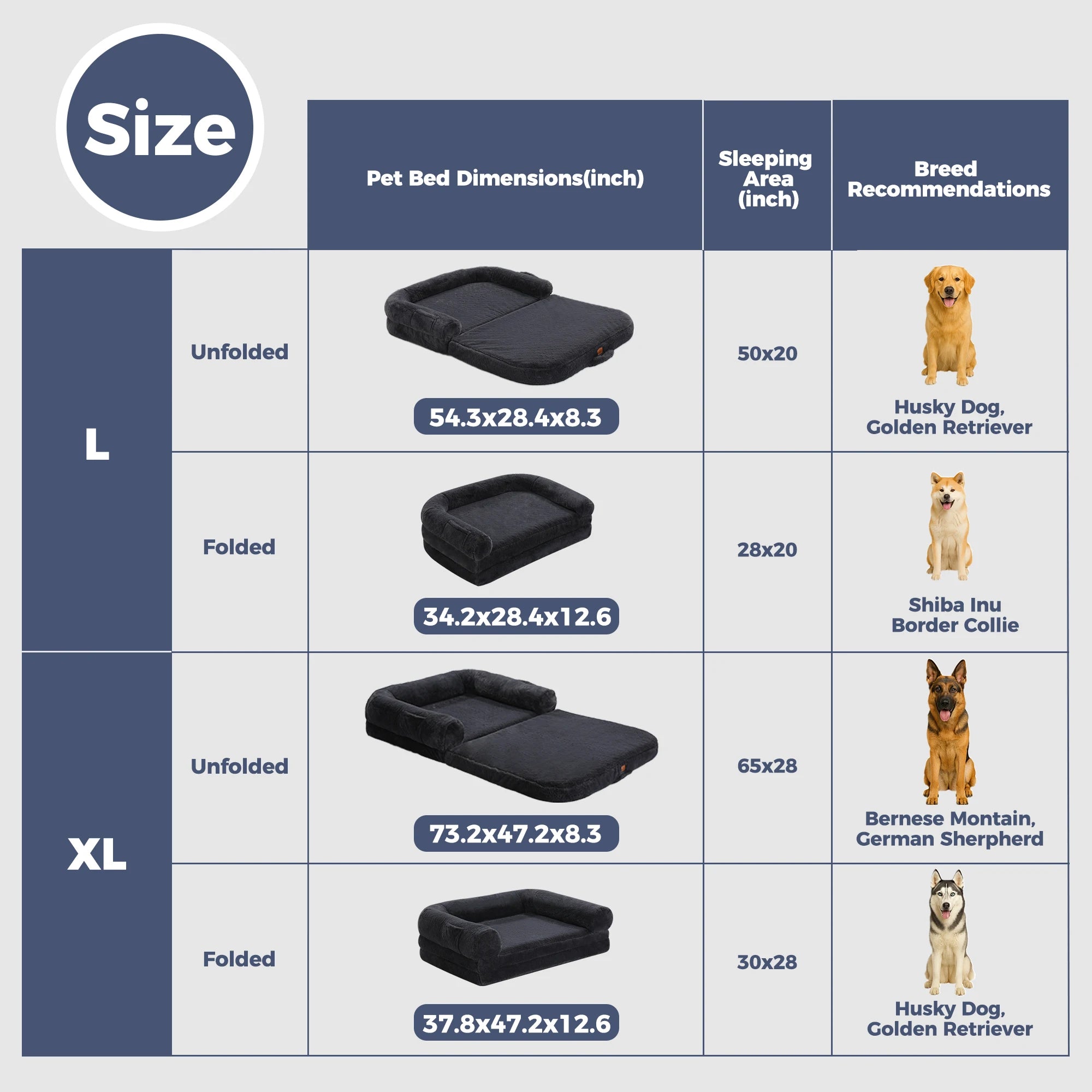 Zoomies & Co Foldable Dog Bed in Large and Extra Large Sizes for Comfort and Portability