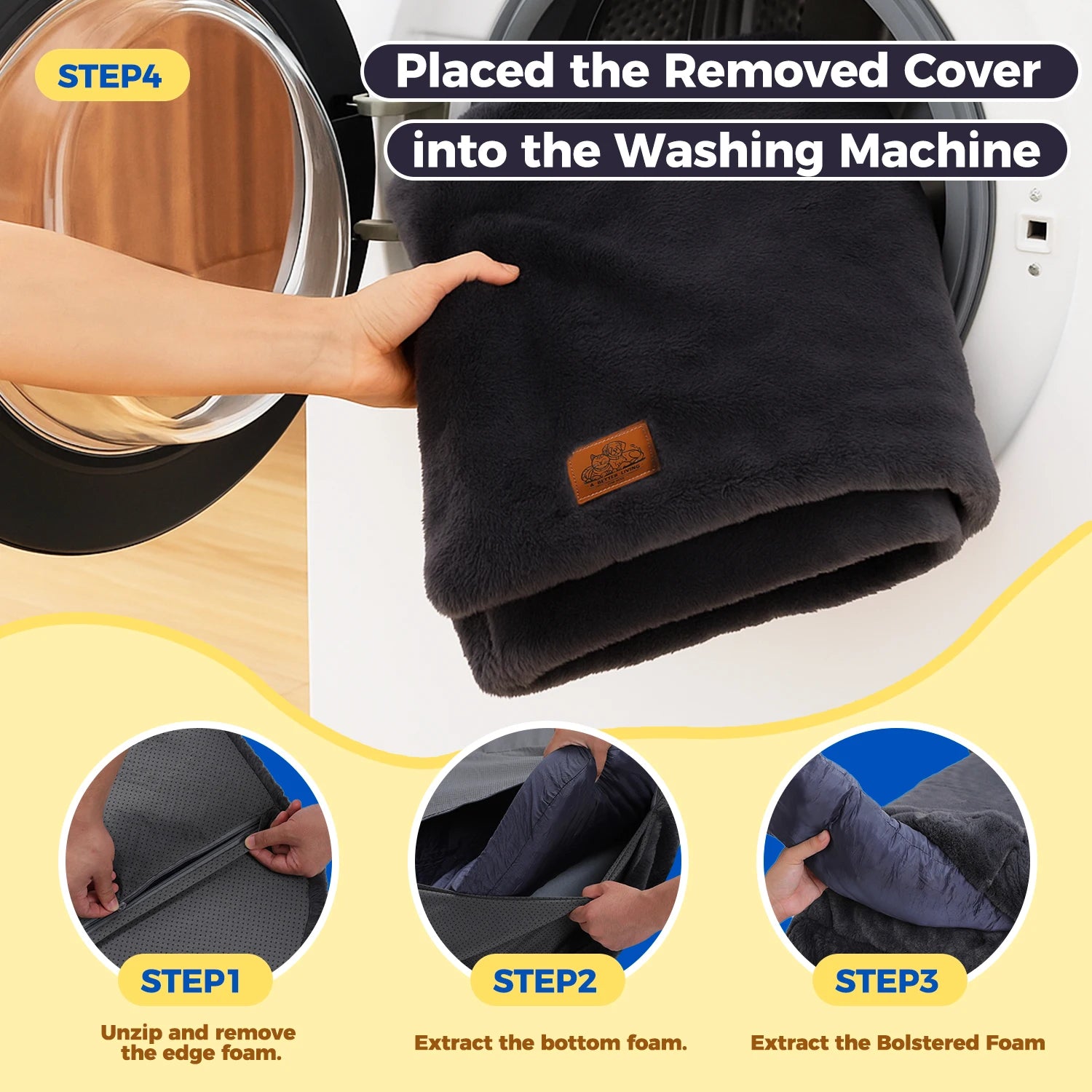 Step-by-step guide for cleaning a foldable dog bed with removable cover for easy maintenance