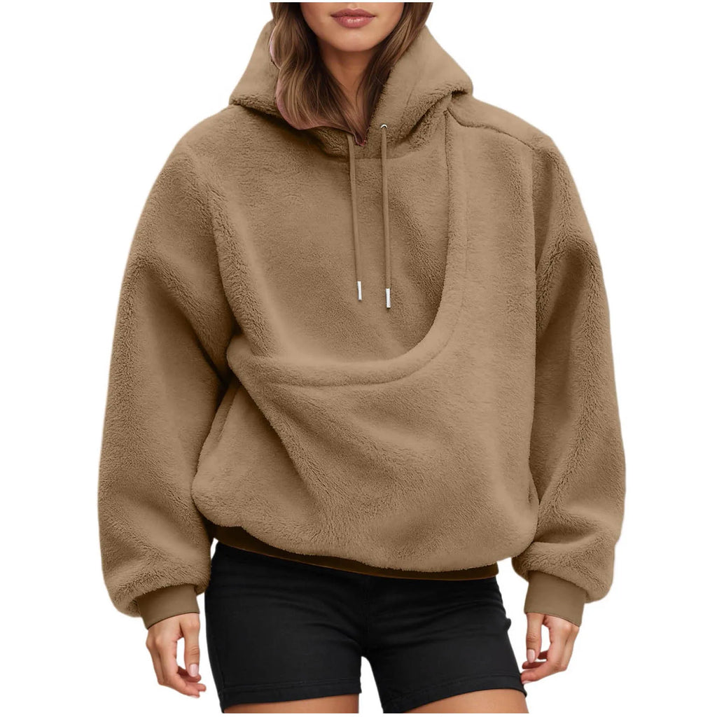 Cozy brown pet carrier hoodie with a roomy pocket for carrying small pets comfortably