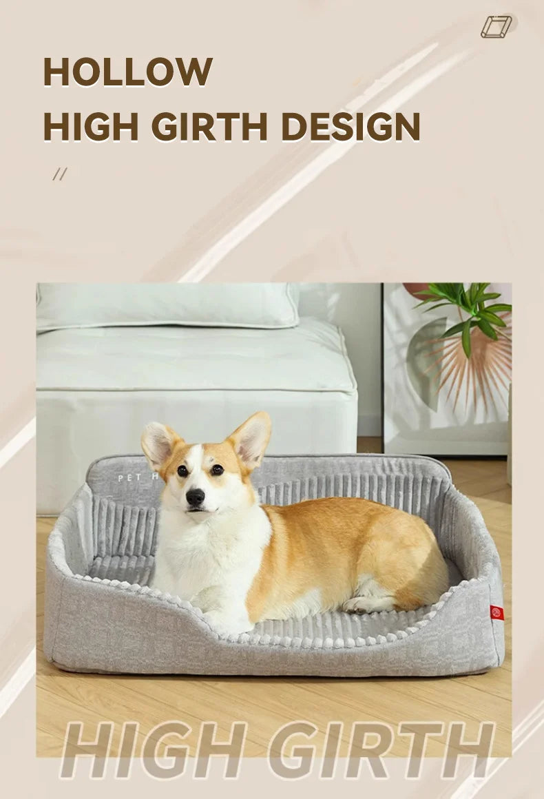 Cozy dog sofa bed for winter with hollow high girth design for ultimate comfort