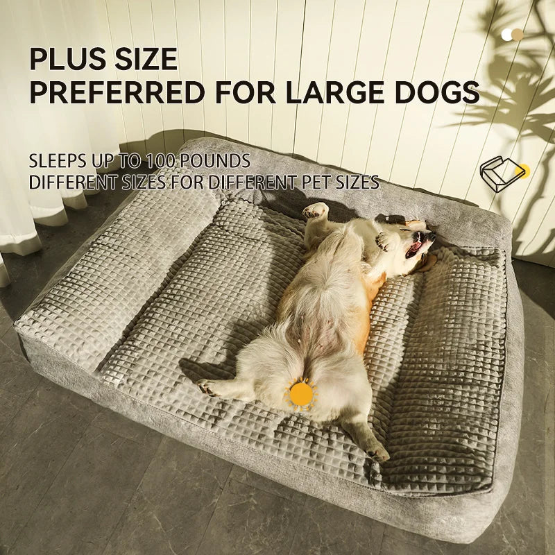 Cozy dog sofa bed for winter, ideal for large dogs up to 100 pounds with comfortable plush design