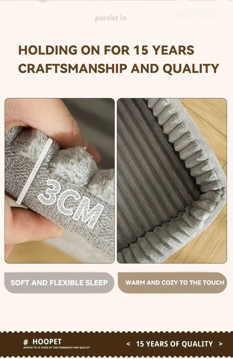 Soft and flexible cozy dog sofa bed for winter with 3cm thick padded edges for comfort