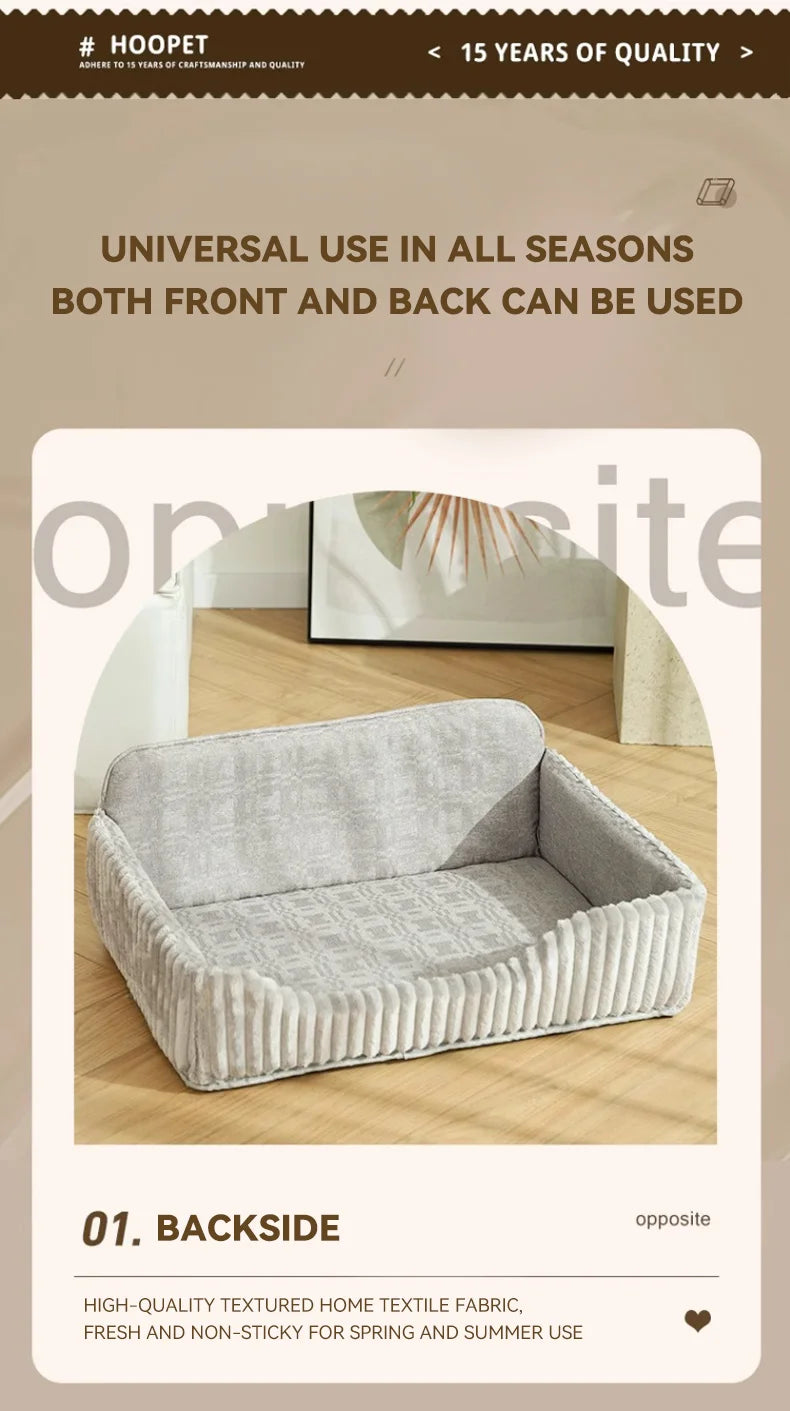 Cozy dog sofa bed for winter with soft textured fabric and reversible design for all seasons