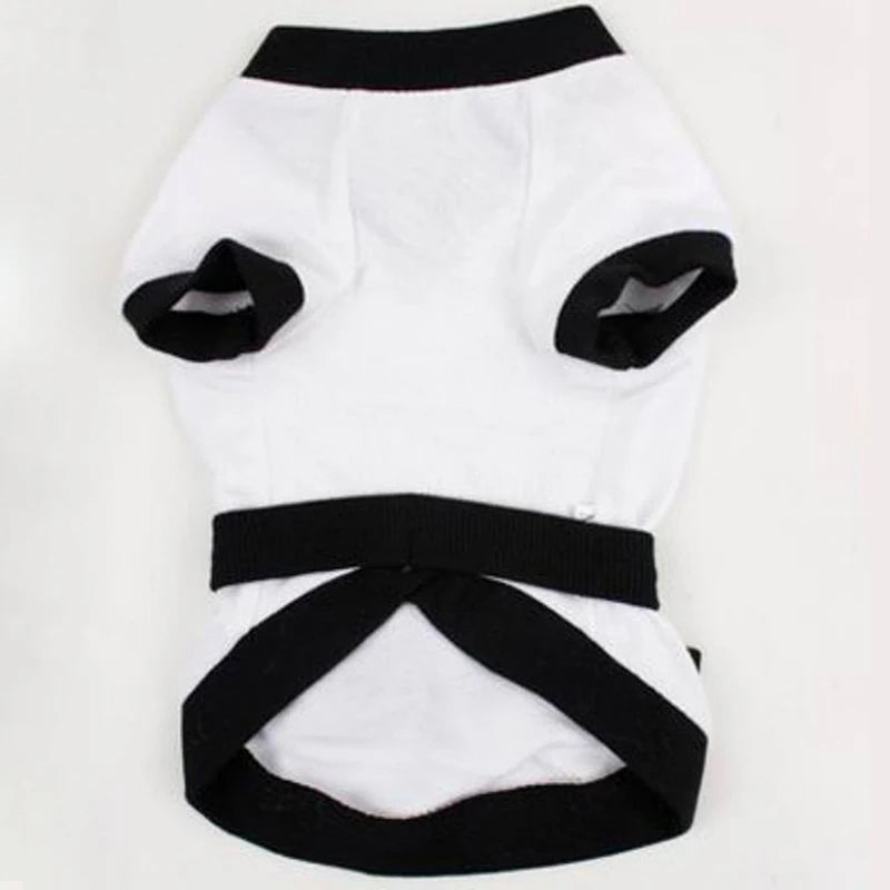 Pet karate costume Halloween outfit for dogs, featuring a black and white design for festive celebrations
