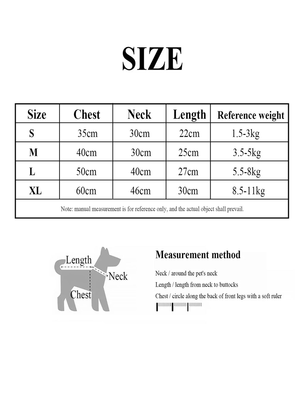 Size chart for pet pumpkin Halloween costume including measurements for small to extra large dogs