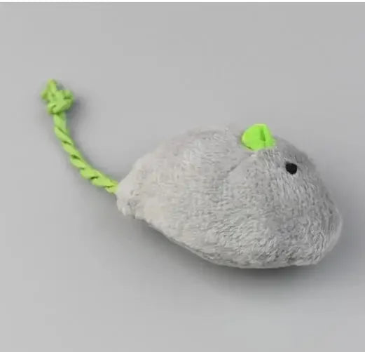 Cute gray plush toy mouse with green tail for pets, perfect for Halloween pet vampire cloak for Halloween
