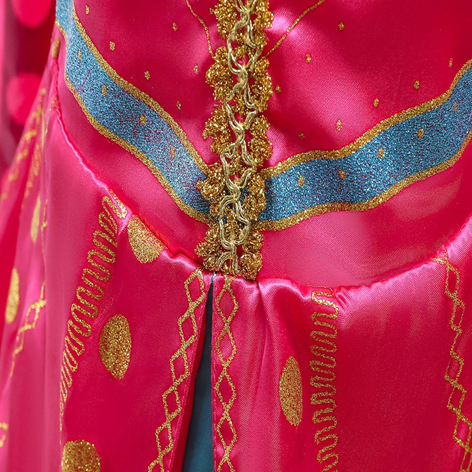 Colorful Princess Jasmine costume for girls featuring intricate designs and vibrant details