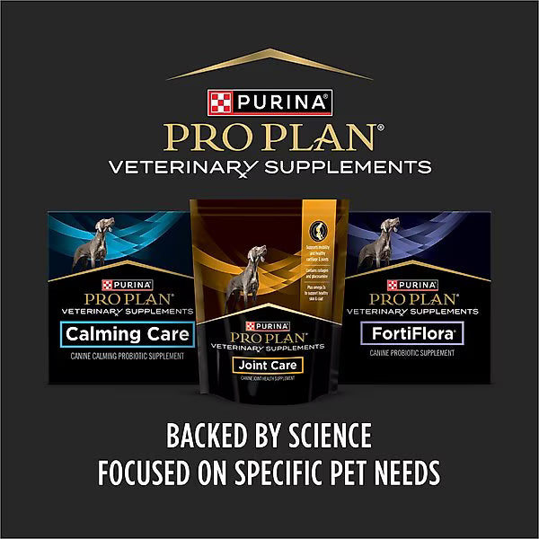 Purina Pro Plan Veterinary Supplements Calming Care Joint Care and FortiFlora for dogs