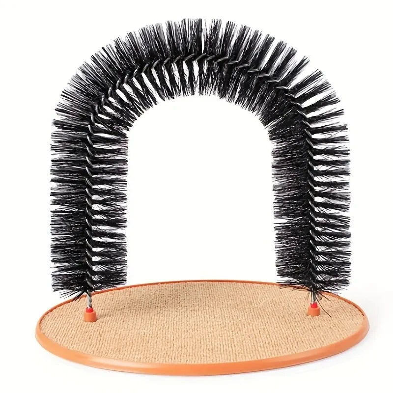 PurrSpa Self-Grooming Cat Arch with bristle texture for cats to groom themselves while playing