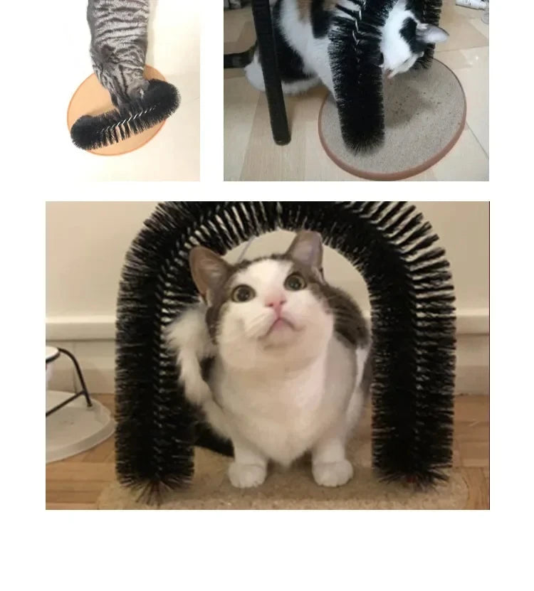 PurrSpa Self-Grooming Cat Arch featuring soft bristles for cats to enjoy brushing while playing