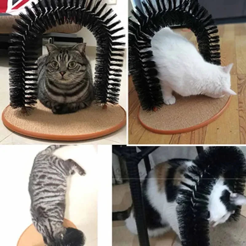 PurrSpa Self-Grooming Cat Arch with bristles to help cats groom themselves while playing
