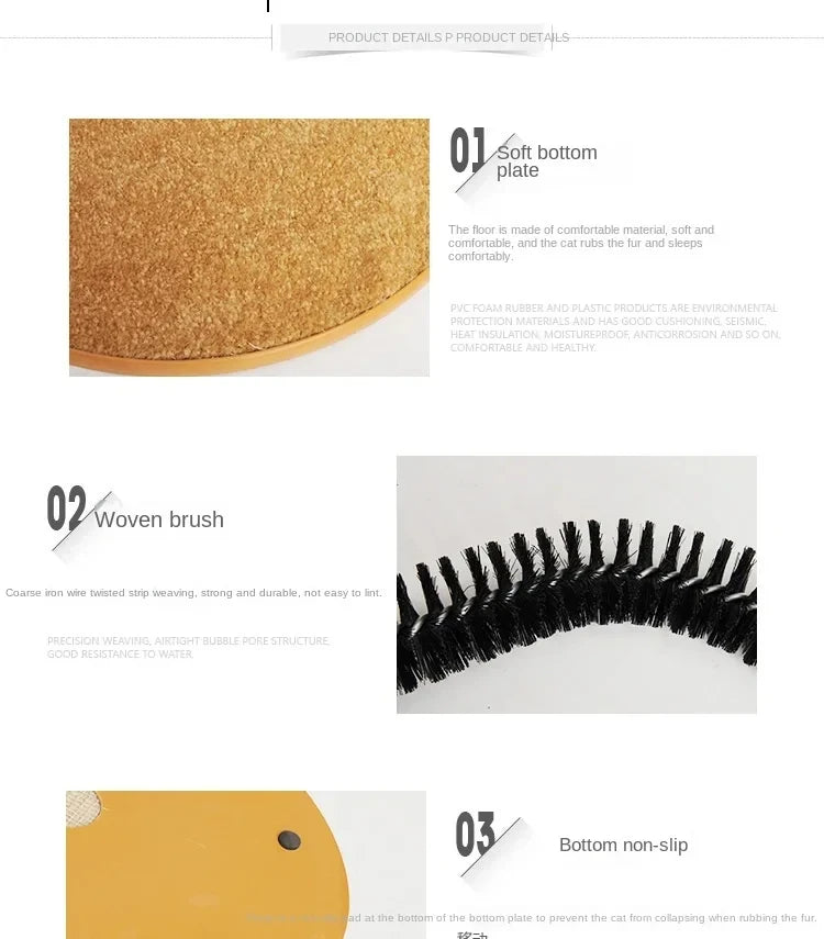 PurrSpa Self-Grooming Cat Arch with a soft bottom plate and woven brush for comfortable grooming