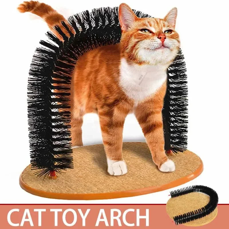 PurrSpa Self-Grooming Cat Arch with Brush Bristles for Cats to Enjoy Grooming and Play