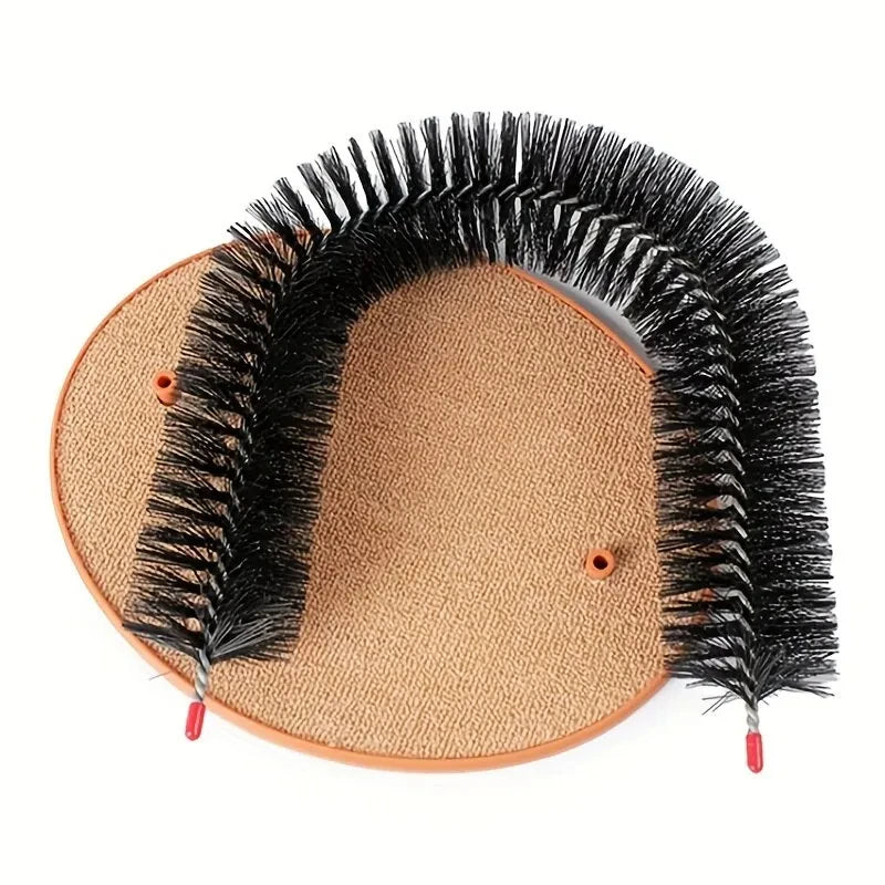 PurrSpa Self-Grooming Cat Arch with Durable Bristles and Scratch Pad for Cat Grooming and Play