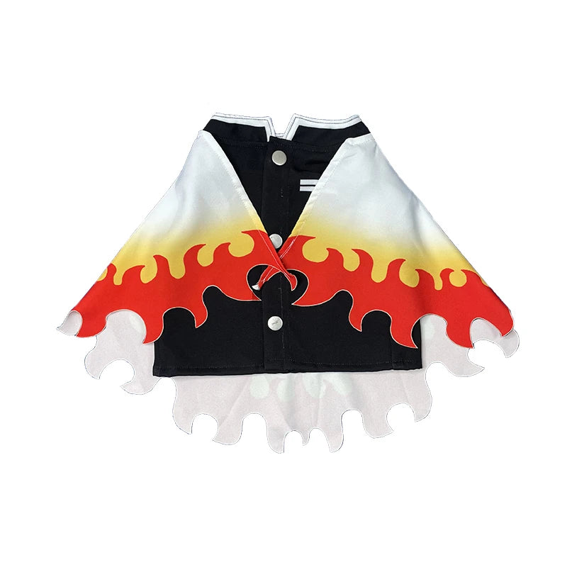 Rengoku pet cosplay costume with vibrant flames design for stylish pet dress-up