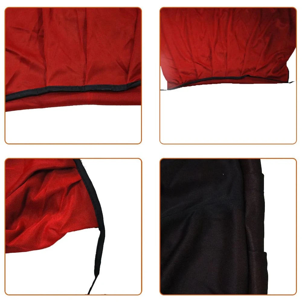 Reversible vampire cape for adults and kids in red and black fabric with a smooth finish