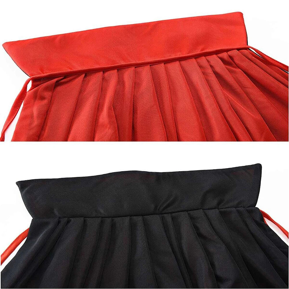 Reversible vampire cape for adults and kids in red and black with pleated design and ties