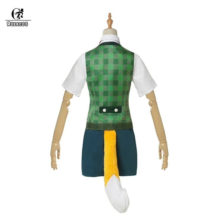 Animal Crossing New Horizons outfit with a green checkered vest and fox tail detail