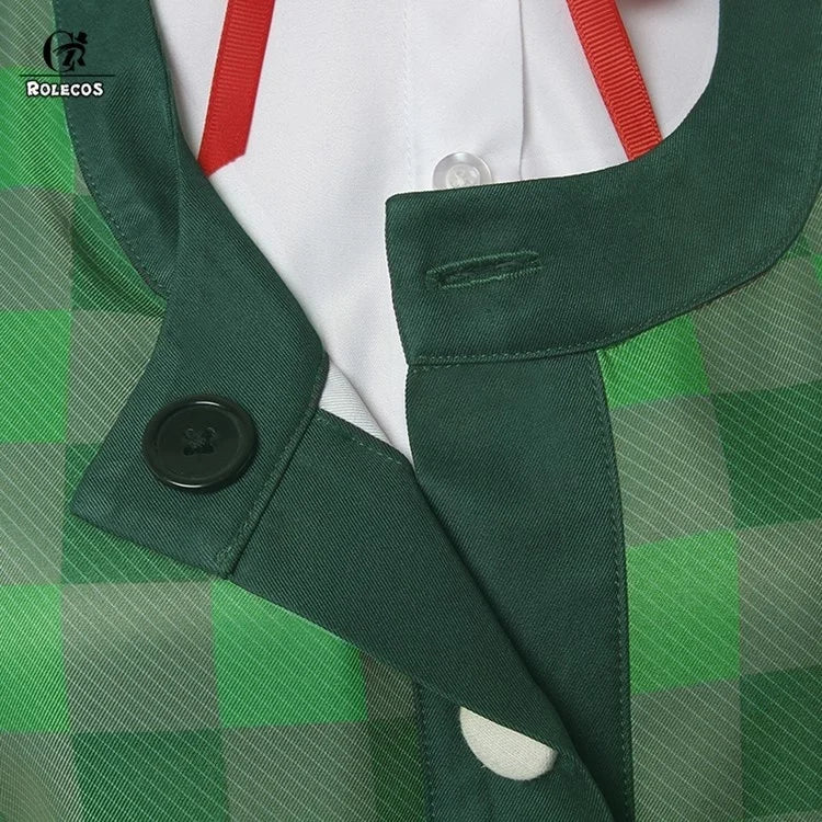 Close-up of a green checkered collar from an Animal Crossing New Horizons outfit by Zoomies & Co