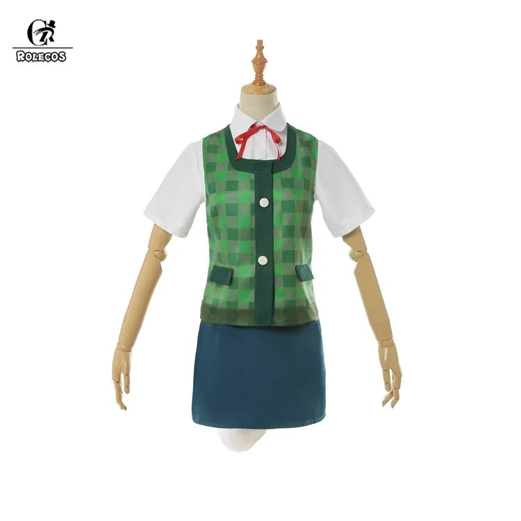 Animal Crossing New Horizons outfit featuring a green checkered vest and blue skirt for character cosplay
