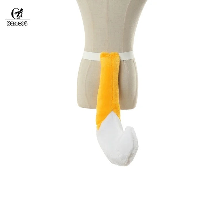 Animal Crossing New Horizons outfit fox tail accessory with yellow and white colors for cosplay fun