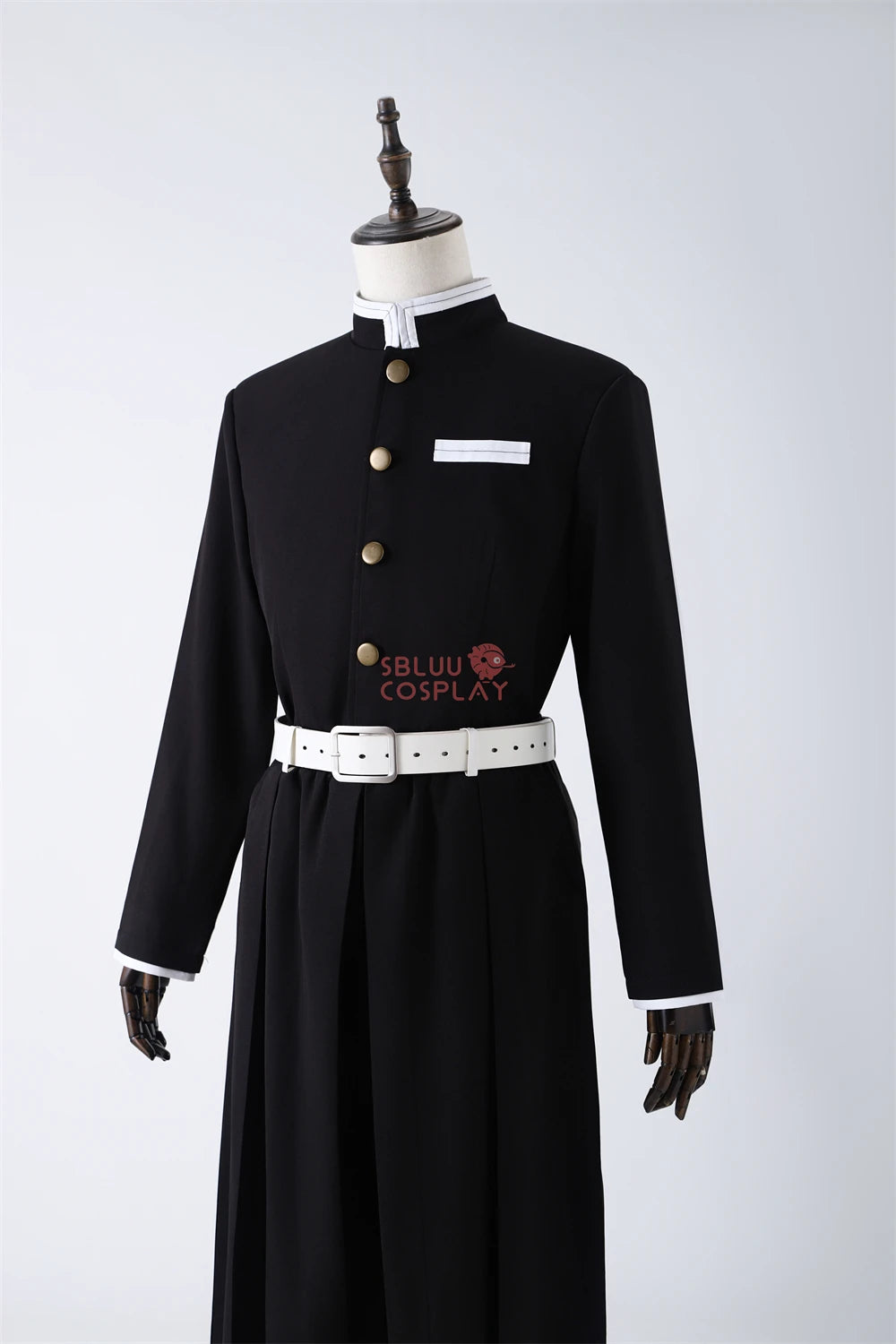 Tanjiro Kamado cosplay costume in black with white accents and belt for anime fans