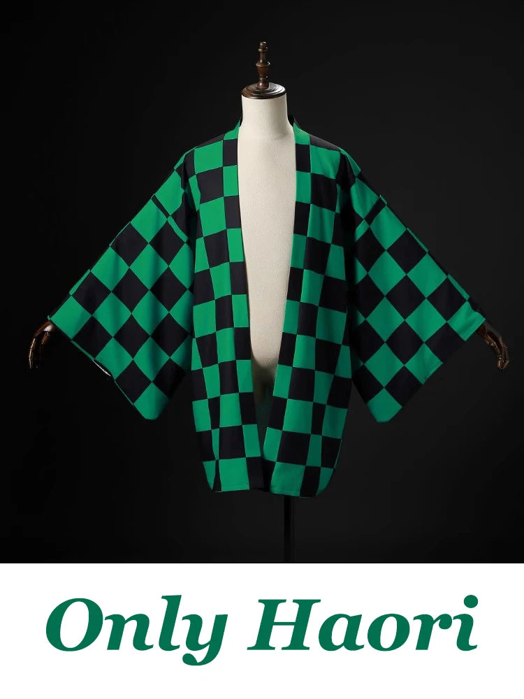 Tanjiro Kamado cosplay costume haori with green and black checkered pattern for anime fans