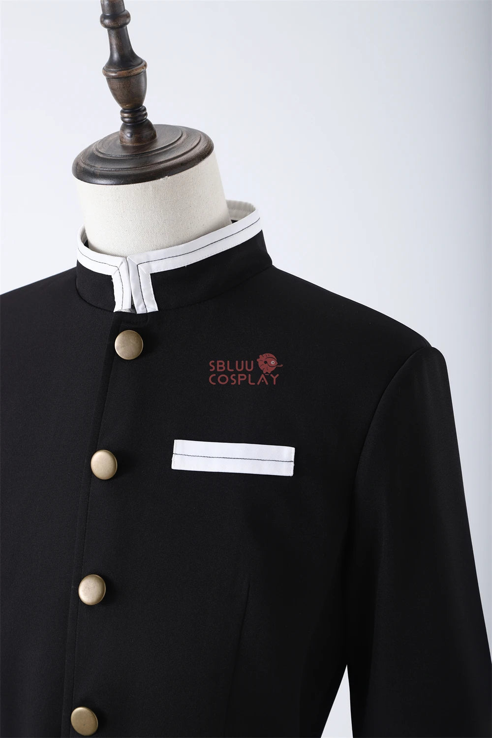 Tanjiro Kamado cosplay costume with a stylish black jacket and white collar detailing