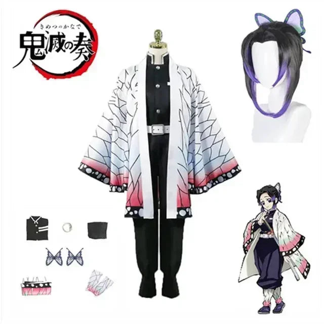 Shinobu cosplay costume for kids featuring a stylish kimono, accessories, and butterfly motifs