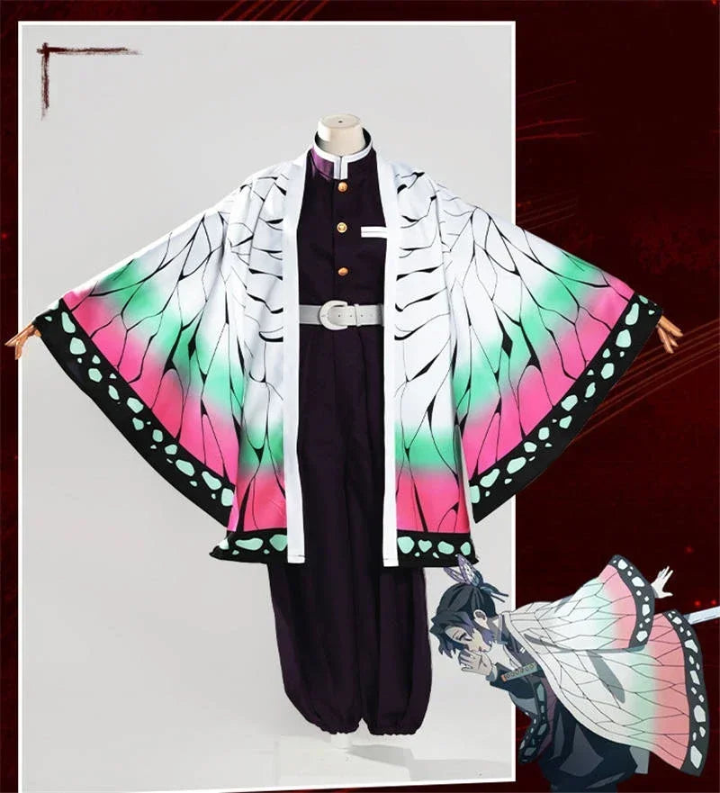 Shinobu cosplay costume for kids featuring vibrant butterfly design and flowing sleeves