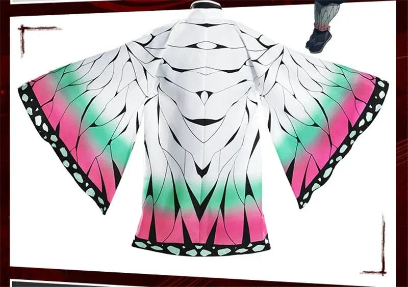 Shinobu cosplay costume for kids featuring large colorful sleeves and a stylish butterfly design